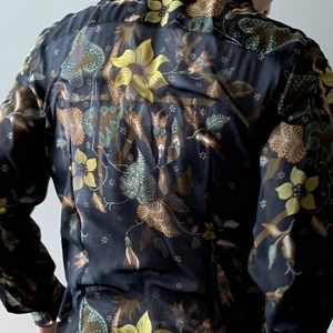 Black, sheer, floral, Dolce & Gabbana shirt